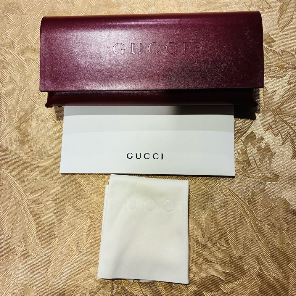 GUCCI Maroon Leather Sunglasses Case